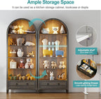 HNEBC Book Shelf with LED Lights, Arched Display Case with Storage Cabinet - Image 4