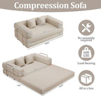 4-in-1 Foldable Sofa Bed Teddy Fabric Foam-Filled Compressed Couch, Beds Queen - Image 2
