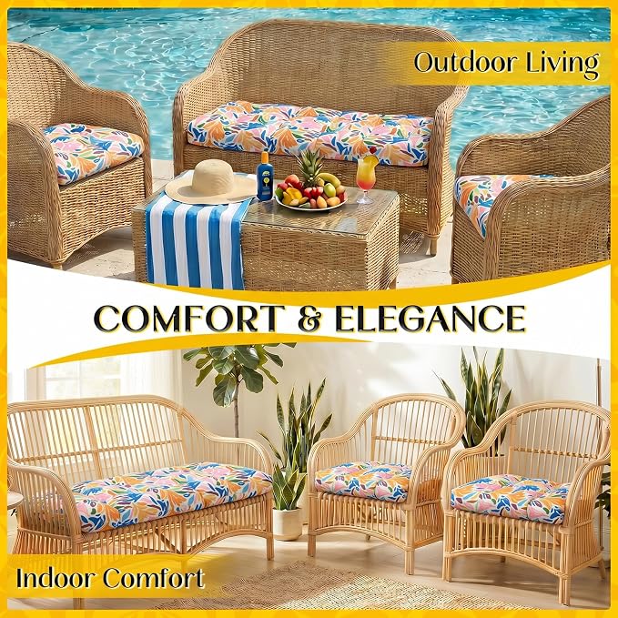 1 MIDDLE ONE Wicker Chair Cushions 3 Pieces Set - Image 6