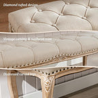 Cozyman Bedroom Bench, French Vintage Tufted Entryway Bench, 45.2" Carving - Image 4