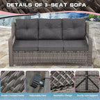 6 Pieces Wicker Patio Furniture Set Conversations Sets, 2 Outdoor 360° Swivel - Image 5