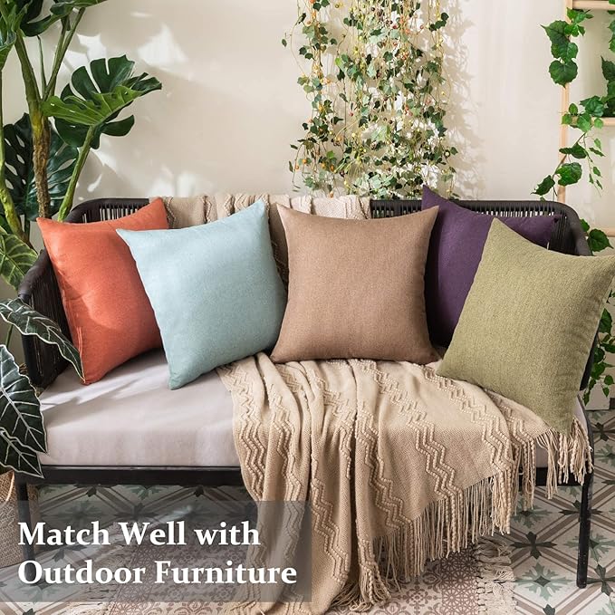MIULEE Pack of 2 Decorative Outdoor Solid Waterproof Throw Pillow Covers Faux - Image 4