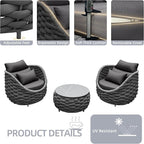 TWT Aluminum Outdoor Patio Furniture Set, Dark Grey - Image 4