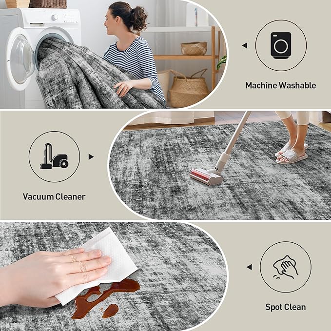 4x6 Area Rugs Washable Rug: Modern Abstract Living Room Rug Soft Anti-Skid Thin - Image 3