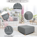 NeColorLife Rectangle Ottoman Cover Jacquard Fabric Slipcover Thick Stretchable - Image 2