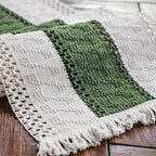 Macrame Table Runner Cream Beige and Green Boho Table Runners - Image 5