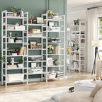 Homykic Bamboo Bookshelf, 71” Tall Triple Wide Bookcase - Image 4