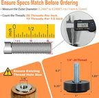 1/4-20 Adjustable Furniture Leveler, 12 Pack Rubber Leveling Feet Screws in - Image 2