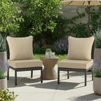 Summsun Outdoor Chair Cushions Set of 2, Faux Linen Patio Furniture Cushions - Image 9