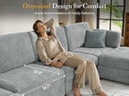Oversized Modular Sectional Sleeper Couch, Solid Wood Frame, Removable Washable - Image 5