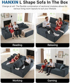 105 Inch Cloud Sectional Couch, Modern Modular Sectional Sofa - Image 3