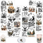 4 Sheets Rub on Transfers for Crafts, Forest Deer Furniture Transfers for Wood by Dorsbaby