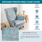 KRFOONN Velvet Wing Chair Slipcovers 2 Piece Stretch Printed Wingback Chair - Image 5