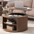 JOINICE 31.5" Round Lift Top Coffee Table, Mid Century Modern Walnut Center by Joinice