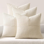 MIULEE Beige Throw Pillow Covers 18x18 Inch Set of 4 Boho Patchwork Cushion by MIULEE