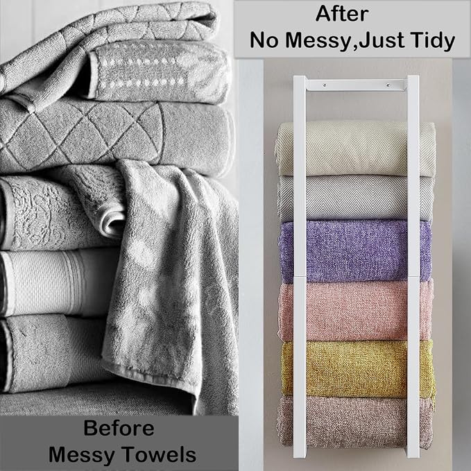 Towel Rack for Rolled Towels, Towel Rack for Bathroom, Wall Mounted Metal - Image 5