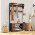 39" Hall Tree with Storage Coat Rack freestanding Entryway Furniture Bench by Unknown