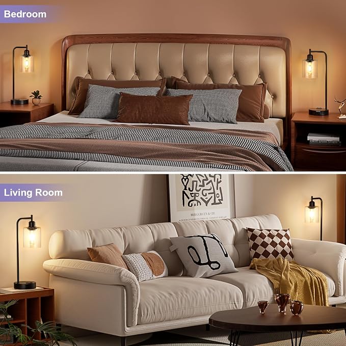 Industrial Touch Table Lamps for Bedrooms Set of 2 - Image 5