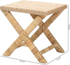 Bali & pari Farica Modern Bohemian Natural Rattan and Mahogany Accent Bench - Image 3