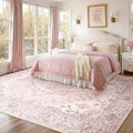 RELEANY Area Rugs 8'x10' Washable Non-Slip, Floral Vintage Distress Print by RELEANY