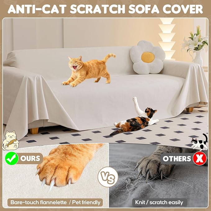 Loiion Velvet Sofa Cover, Ultra Soft Waterproof Non-Slip Couch Cover - Image 3