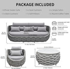 TWT 6-Piece Aluminum Patio Furniture Set, Modern Outdoor Conversation Set - Image 2