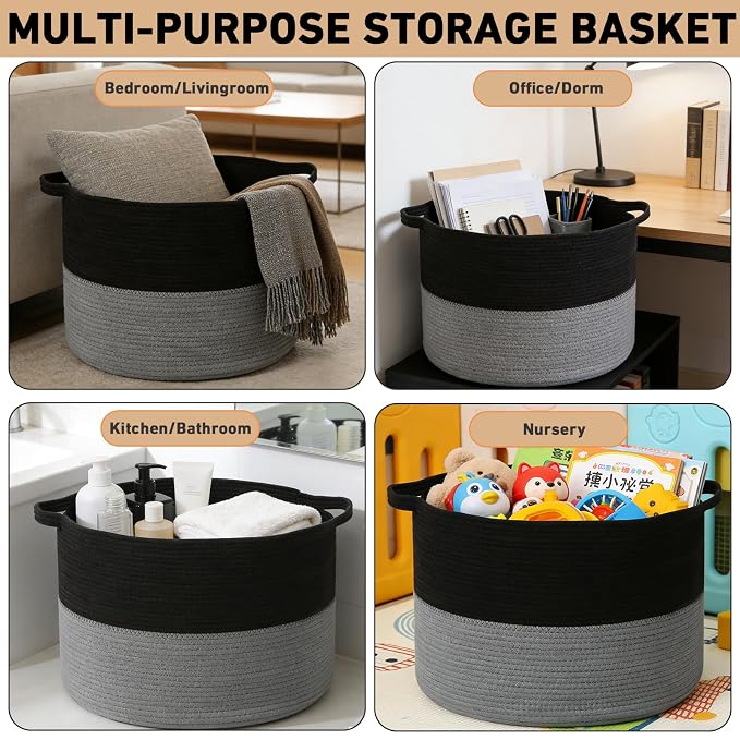 90L Extra Large Blanket Basket, Woven Laundry Basket Hamper - Image 5