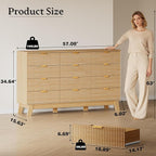 BORNOON 57" Wide Dresser for Bedroom, 12-Drawer Fluted Dresser - Image 2
