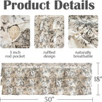 jinchan Ruffled Floral Valance Linen Shabby Chic Small Window Curtain 18 Inch - Image 8
