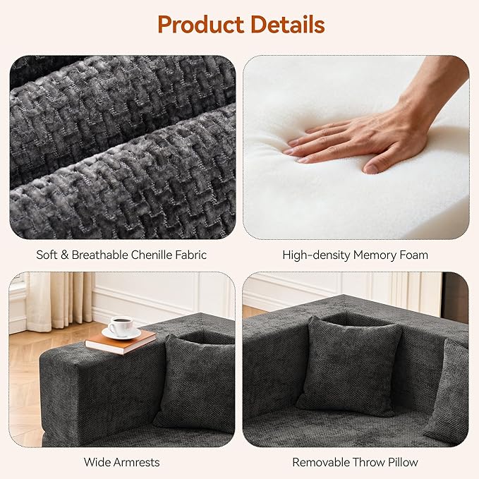 MONVANE Modular Sectional Sofa, Oversized 8 Seat Convertible U Shaped Couch - Image 5