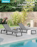 Aluminum Chaise Lounge Chair Outdoor, Foldable& No Assembly Patio Pool Lounge - Image 6