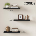 Fun Memories 20 Inch Floating Shelves Wall-Mounted, Engineered Wood Wall Shelves - Image 3