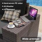 ALAULM 12 Pieces Patio Furniture Set Outdoor Sectional Sofa Brown PE Rattan - Image 2