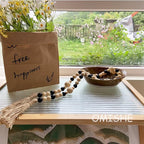 OMISHE Wood Bead Garland with Tassels 61 Inches, Boho Farmhouse Wooden - Image 2