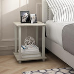 Furinno SIMPLISTIC Side Table Set of 2, 2-Tier Square Modern End Table - Image 5