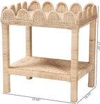 Bali & pari Sumana Bohemian Scallop Natural Rattan and Mahogany Side Table - Image 3