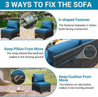 Jing's Villa 6-Piece Patio Furniture Set, All-Weather Outdoor Wicker Sectional - Image 6