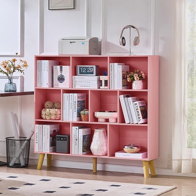 LEYAOYAO 10 Cube Bookshelf, 3 Tier Modern Wide Bookcase - Image 3