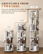 4-Tier Solid Wood Rotating Bookshelf on Wheels, 360° Spinning Book Shelf Tower - Image 4