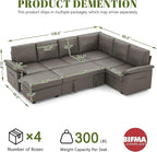 108 Inch Faux Leather Modular Sectional Sofa - Image 3