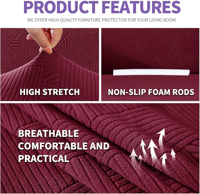 ZNSAYOTX Super Stretch Loveseat Covers, New Striped Love Seat Slipcover - Image 3