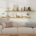 Fun Memories Floating Shelves for Wall, 72 Inch Long Set of 2 Rustic Wood Wall - Image 2