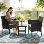 FDW Wicker Outdoor Furniture Patio Furniture Set of 3 Rattan Patio Chairs - Image 5