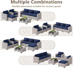 LOUVIXA 7 Piece Outdoor Patio Furniture Set, Rattan Chairs Glass Table Wicker - Image 4