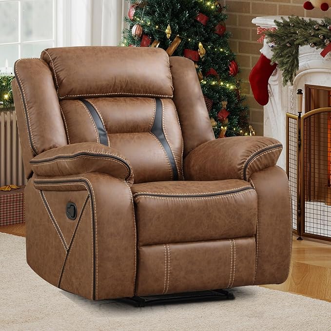 EBELLO Faux Leather Manual Recliner Chair, Modern Design Single Reclining Sofa by EBELLO