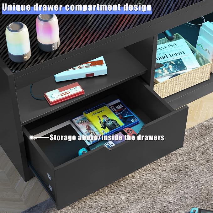 JUMMICO TV Stand, Entertainment Center LED Gaming TV Stand - Image 4
