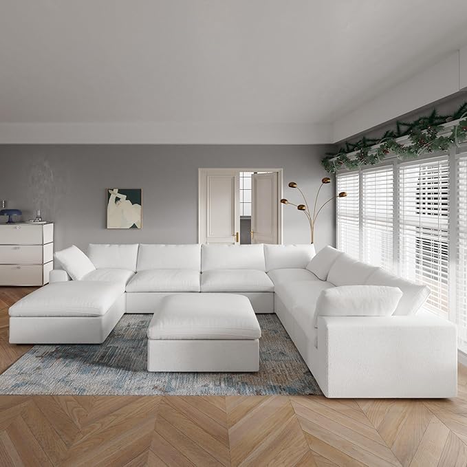 160" Cloud Sectional Couch, Overzised Down Filled Couch, 8 Seater Convertible - Image 7