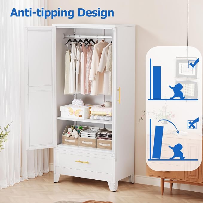 GAIOUS Steel Armoire Wardrobe Closet - Image 6