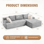 Hobestluk Modular Sectional Sofa Couches L-Shape Couch 3 Seat Modular Sofa - Image 2