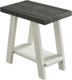 Roundhill Furniture Athens Contemporary Two-Tone Wood Shelf Side Table - Image 2